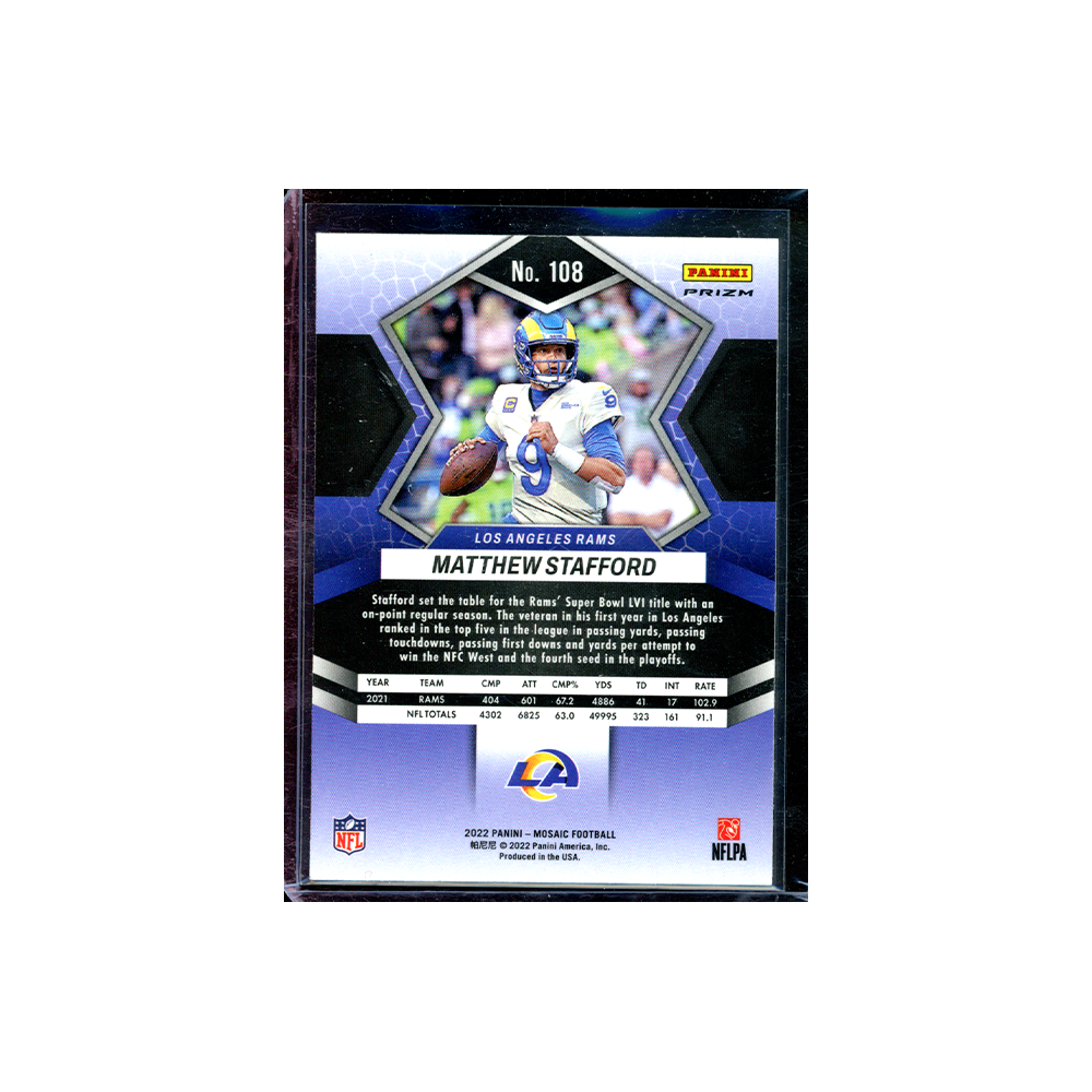 Matthew Stafford 2022 Panini Mosaic Football Genesis