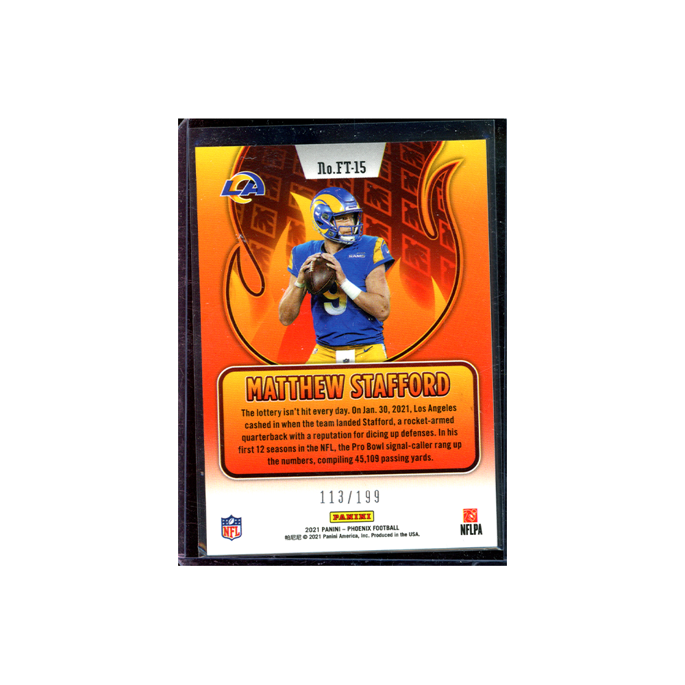 Matthew Stafford 2021 Panini Phoenix Football Flame Throwers Red /199