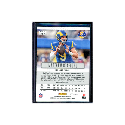 Matthew Stafford 2023 Panini Prizm Football Flashback Prizm No Huddle