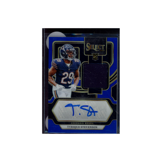 Tyrique Stevenson 2023 Panini Select Football Rookie Patch Auto Blue /75