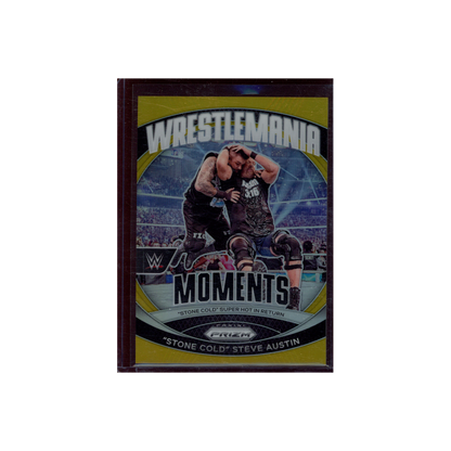 Stone Cold Steve Austin 2024 Panini Prizm WWE Wrestlemania Moments Gold Prizm /10