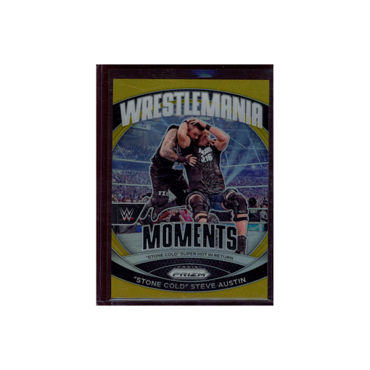 Stone Cold Steve Austin 2024 Panini Prizm WWE Wrestlemania Moments Gold Prizm /10