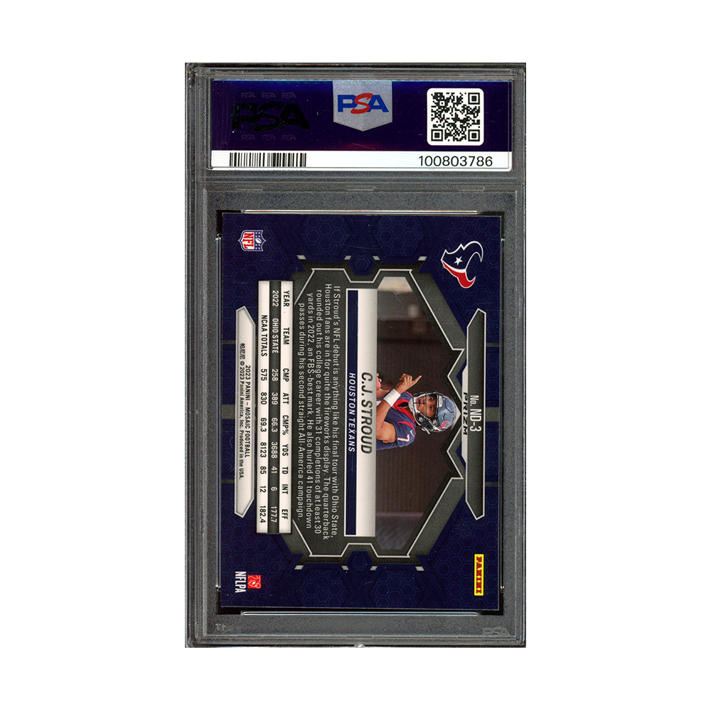 CJ Stroud 2023 Panini Mosaic Football NFL Debut Camo Red Rookie PSA 9