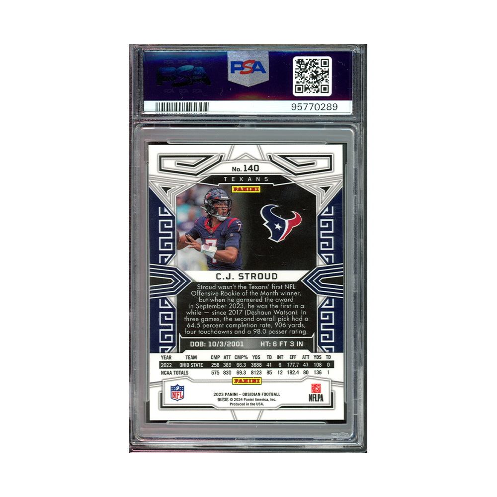 CJ Stroud 2023 Panini Obsidian Football Rookie PSA 9