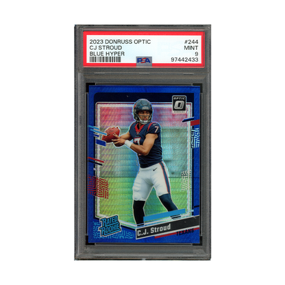 CJ Stroud 2023 Panini Donruss Optic Football Rated Rookie Blue Hyper PSA 9