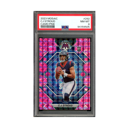 CJ Stroud 2023 Panini Mosaic Football Camo Pink Rookie PSA 8