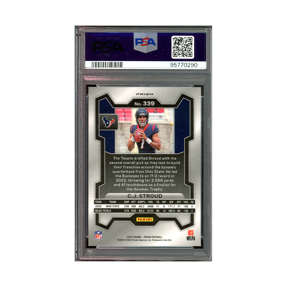 CJ Stroud 2023 Panini Prizm Football Rookie Disco Prizm PSA 9