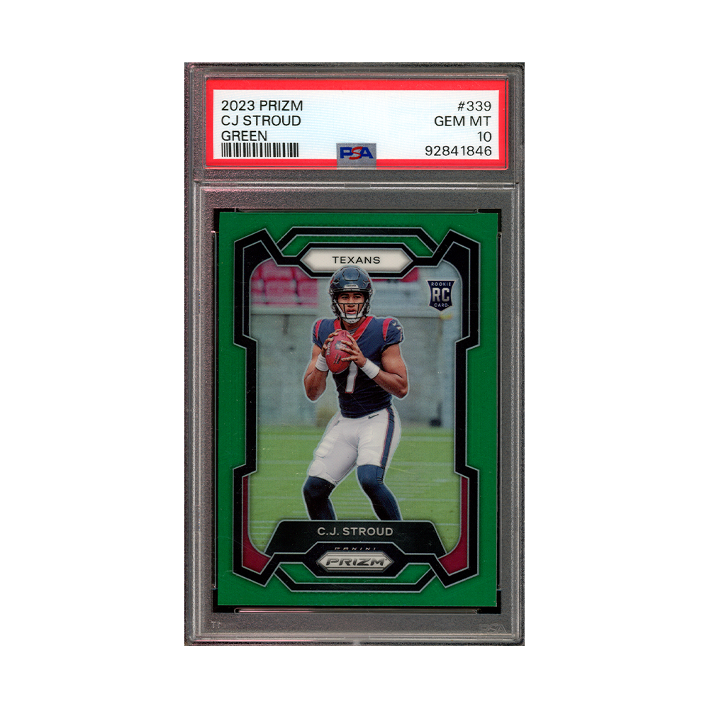 CJ Stroud 2023 Panini Prizm Football NFL Green Prizm Rookie PSA 10