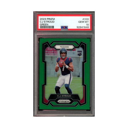 CJ Stroud 2023 Panini Prizm Football NFL Green Prizm Rookie PSA 10