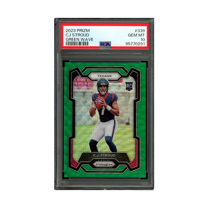 CJ Stroud 2023 Panini Prizm Football Green Wave Prizm Rookie PSA 10