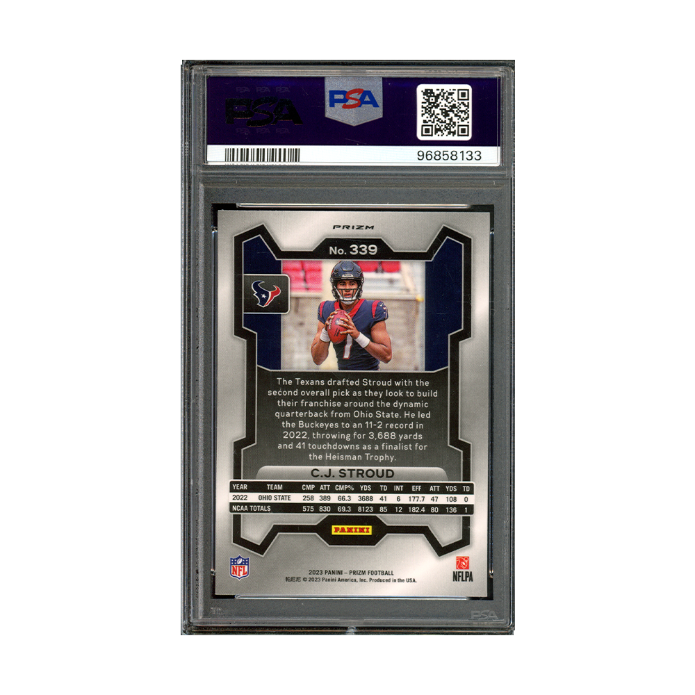 CJ Stroud 2023 Panini Prizm Football Red White Blue Prizm Rookie PSA 9