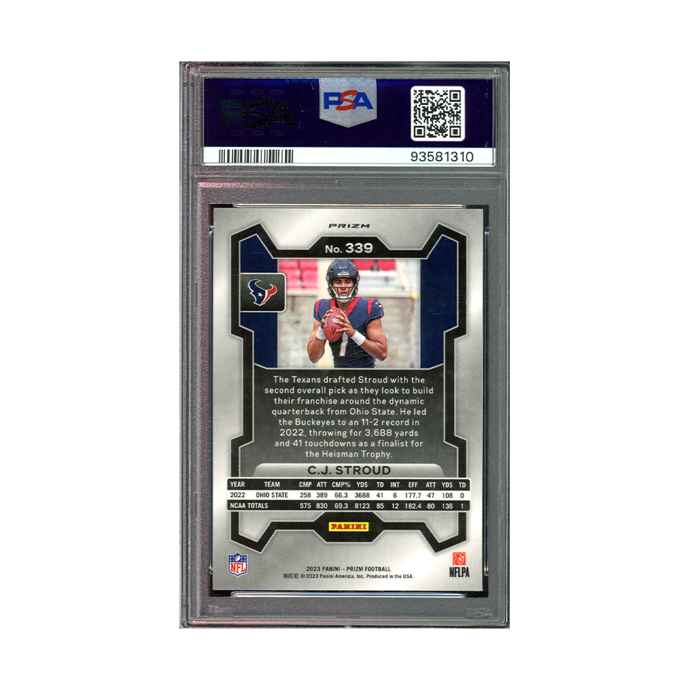 CJ Stroud 2023 Panini Prizm Football Silver Prizm Rookie PSA 9