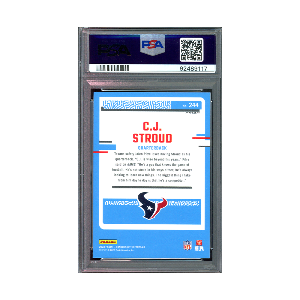 CJ Stroud 2023 Donruss Optic Football Rated Rookie Purple Shock PSA 10