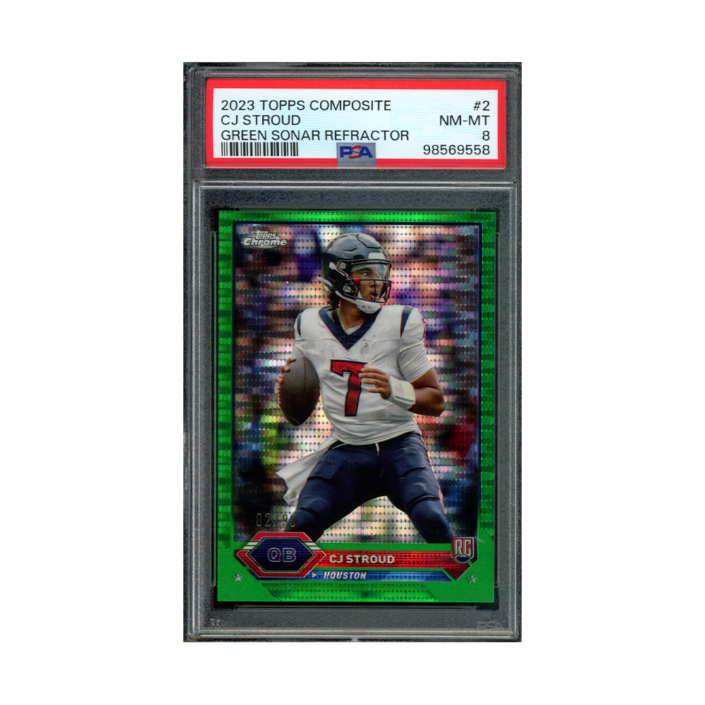 CJ Stroud 2023 Topps Composite Green Sonar Refractor Rookie /99 PSA 8