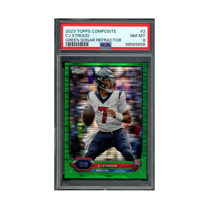 CJ Stroud 2023 Topps Composite Green Sonar Refractor Rookie /99 PSA 8