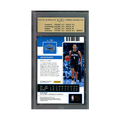 Jalen Suggs 2021-22 Panini Contenders Optic Basketball Rookie Ticket Auto Silver GSG 9/10