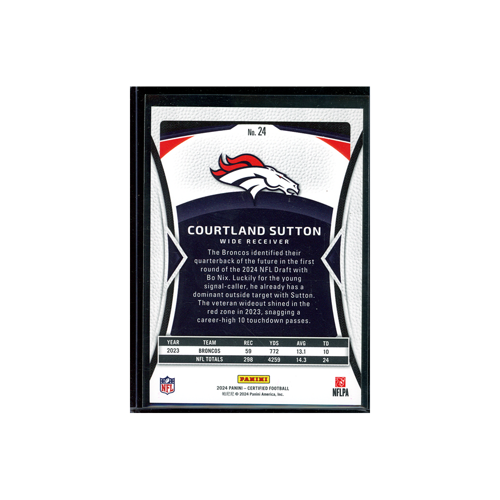 Courtland Sutton 2024 Panini Certified Football Purple /15