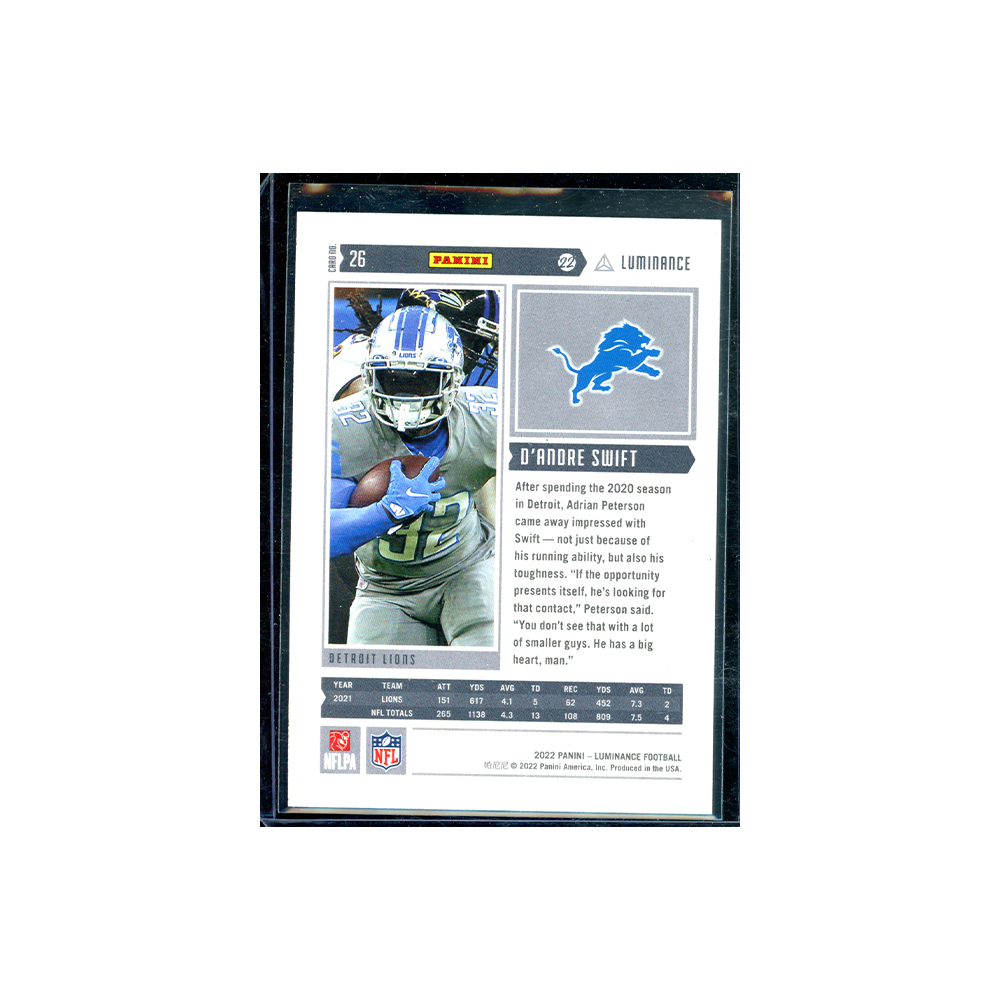 De'Andre Swift 2022 Panini Luminance Football /149