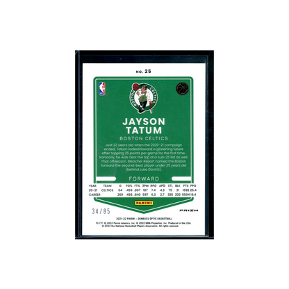 Jayson Tatum 2021-22 Panini Donruss Optic Basketball Red Fast Break /85