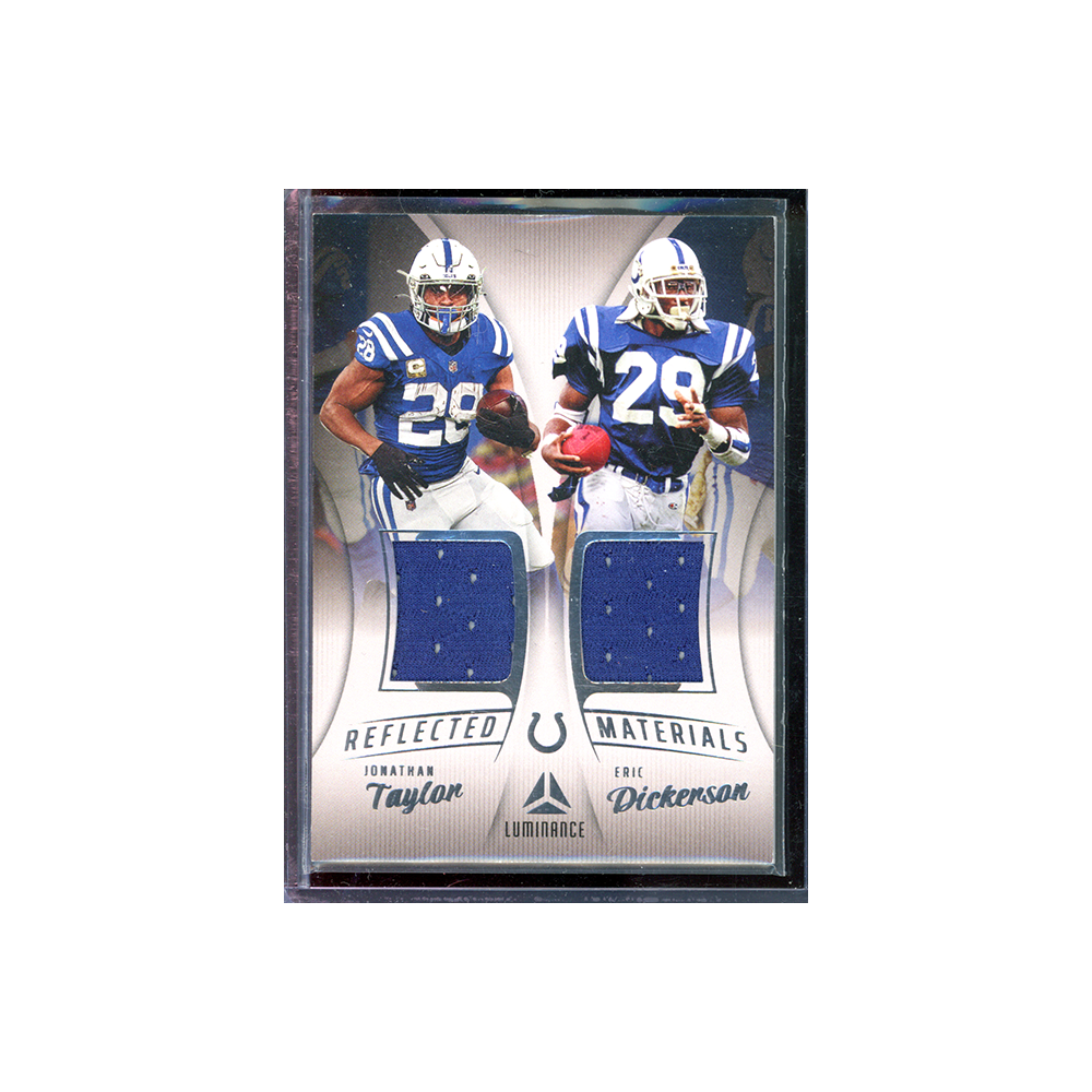 Jonathan Taylor & Eric Dickerson 2023 Panini Luminance Football Reflected Materials Dual Patch