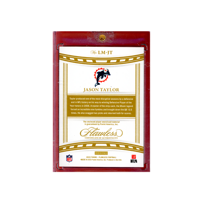 Jason Taylor 2022 Panini Flawless Football Patch Gold /15