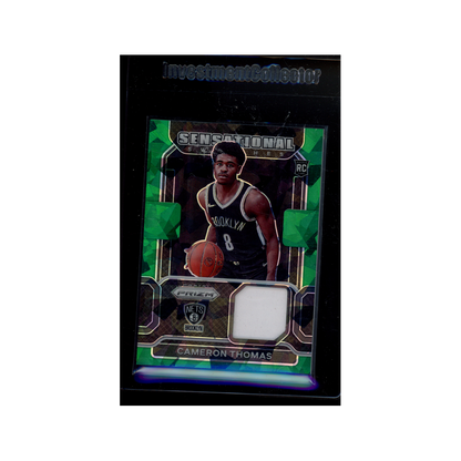 Cameron Thomas 2021-21 Panini Prizm Basketball Rookie Sensational Swatches Green Ice /21