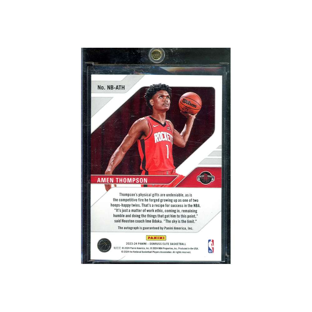 Amen Thompson 2023-24 Panini Donruss Elite Basketball New Breed Red Green Rookie Auto