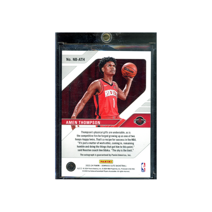 Amen Thompson 2023-24 Panini Donruss Elite Basketball New Breed Red Green Rookie Auto