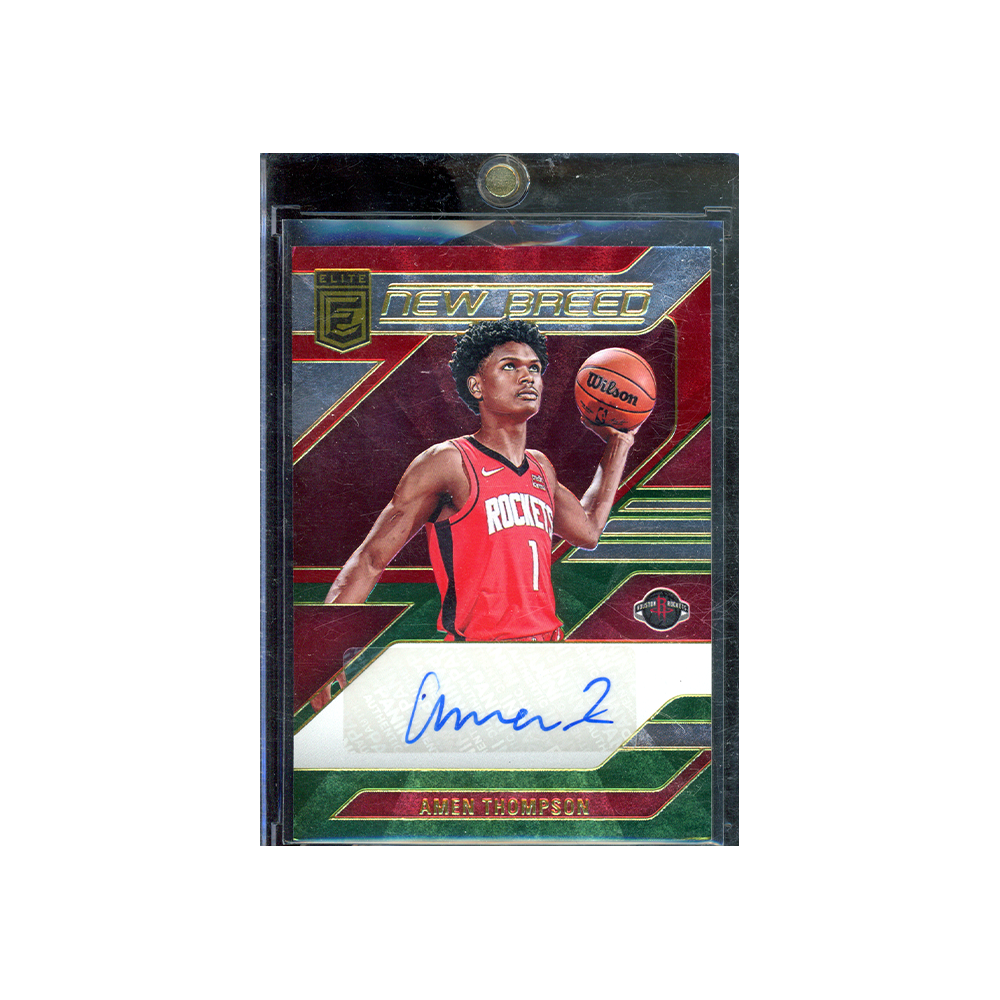 Amen Thompson 2023-24 Panini Donruss Elite Basketball New Breed Red Green Rookie Auto