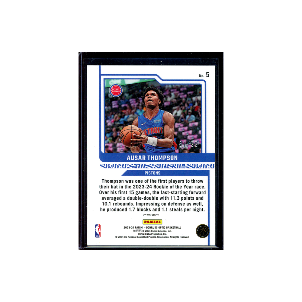 Ausar Thompson 2023-24 Panini Donruss Optic Basketball Elite Dominators Red / Gold International /99