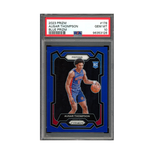 Ausar Thompson 2023-24 Panini Prizm Basketball Blue Prizm Rookie /199 PSA 10