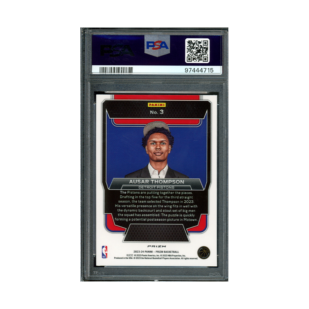 Amen Thompson 2023-24 Panini Prizm Basketball Luck of the Lottery Fast Break Prizm Rookie PSA 10