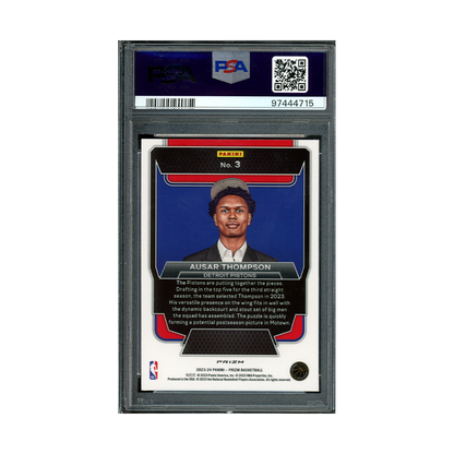 Amen Thompson 2023-24 Panini Prizm Basketball Luck of the Lottery Fast Break Prizm Rookie PSA 10