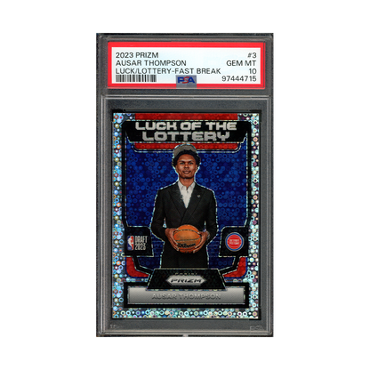 Amen Thompson 2023-24 Panini Prizm Basketball Luck of the Lottery Fast Break Prizm Rookie PSA 10