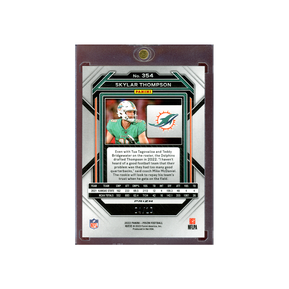 Skylar Thompson 2022 Panini Prizm Football Gold Shimmer Prizm Rookie /10