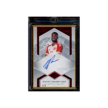 Dayot Upamecano 2024 Topps Transcendent Variation Auto Framed Red /5