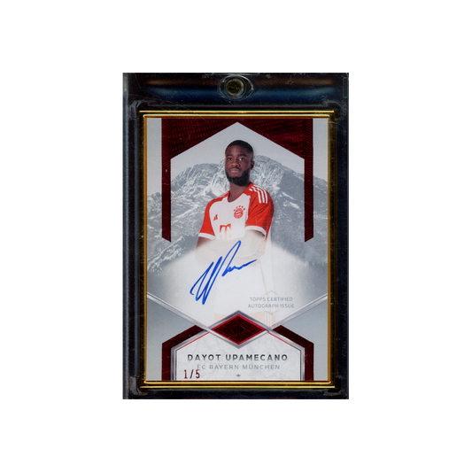 Dayot Upamecano 2024 Topps Transcendent Variation Auto Framed Red /5