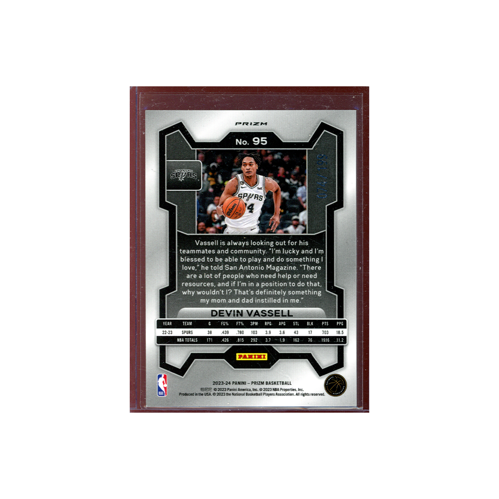 Devin Vassell 2023-24 Panini Prizm Basketball Blue Prizm /199
