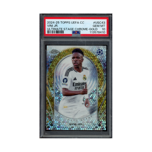 Vini Jr 2024-25 Topps Chrome UCC Ultimate Stage Chrome Gold /50 PSA 10