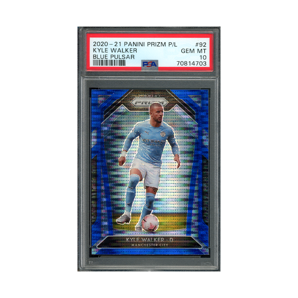 Kyle Walker 2020-21 Panini Prizm PL Blue Pulsar PSA 10