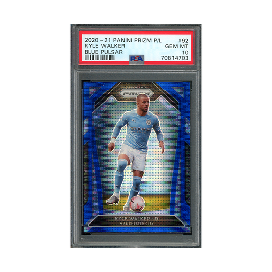 Kyle Walker 2020-21 Panini Prizm PL Blue Pulsar PSA 10