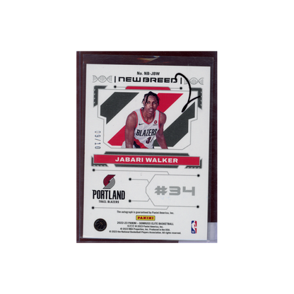 Jabari Walker 2022-23 Panini Donruss Elite Basketball New Breed Rookie Auto Gold /10