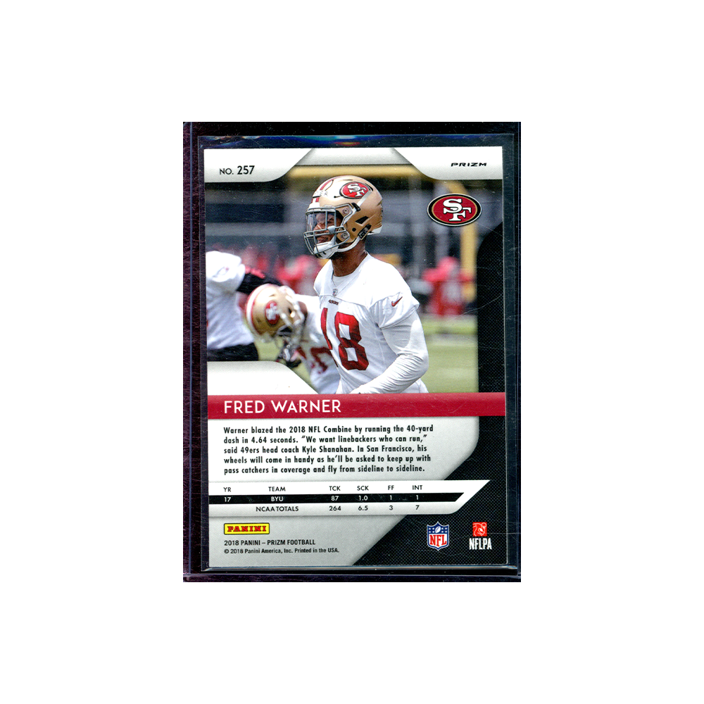 Fred Warner 2018 Panini Prizm Football Silver Prizm Rookie