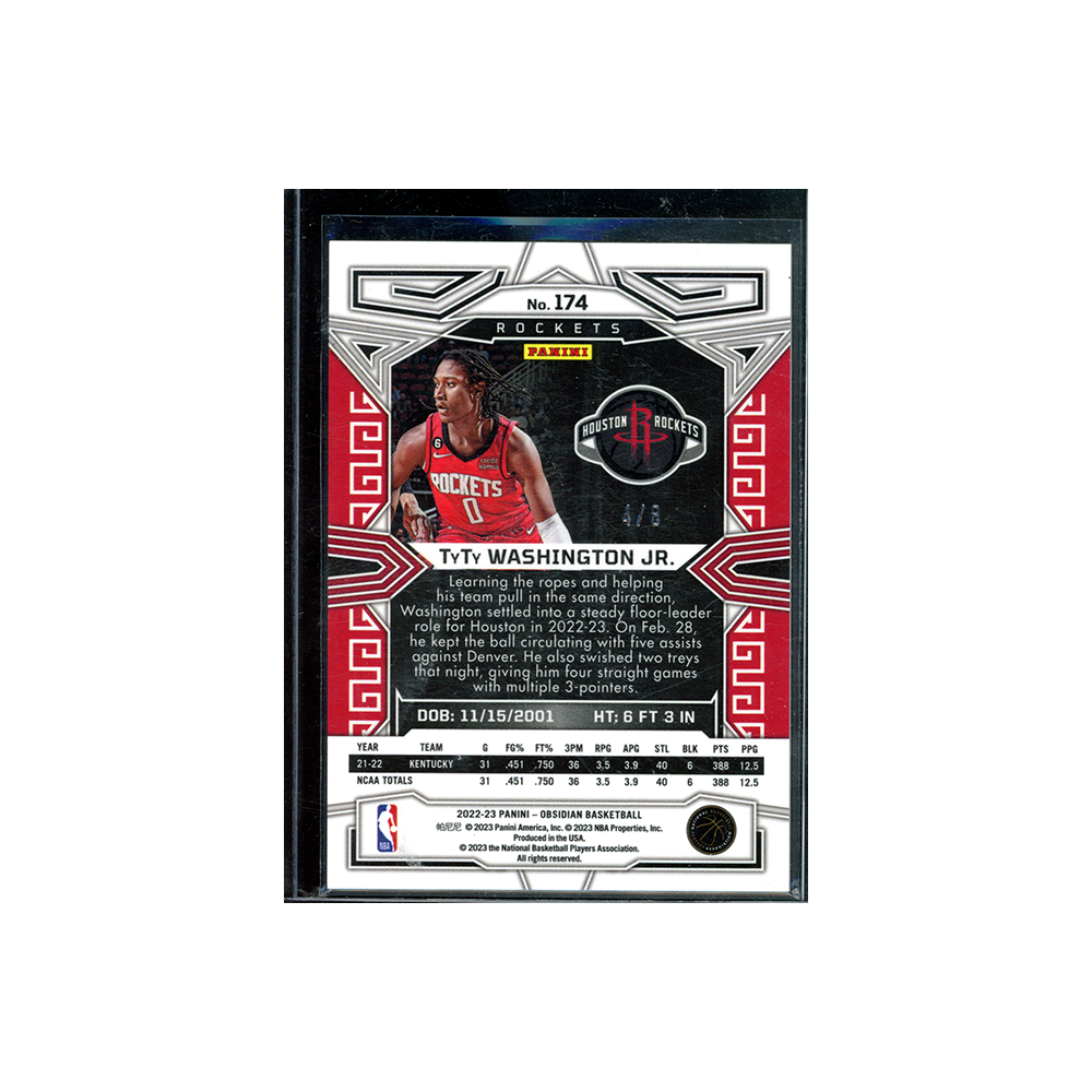 TyTy Washington Jr. 2022-23 Panini Obsidian Basketball Red Pulsar Rookie /8