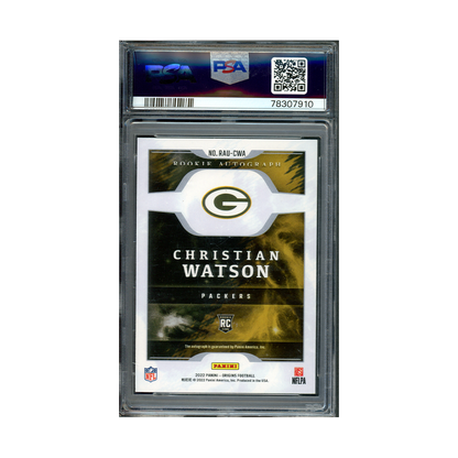 Christian Watson 2022 Panini Origins Football Rookie Auto PSA 10