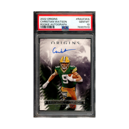 Christian Watson 2022 Panini Origins Football Rookie Auto PSA 10