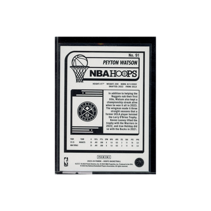Peyton Watson 2023-24 Panini Hoops Basketball Gold /10
