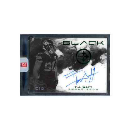 TJ Watt 2023 Panini Black Football Smoke Show Auto Emerald /10