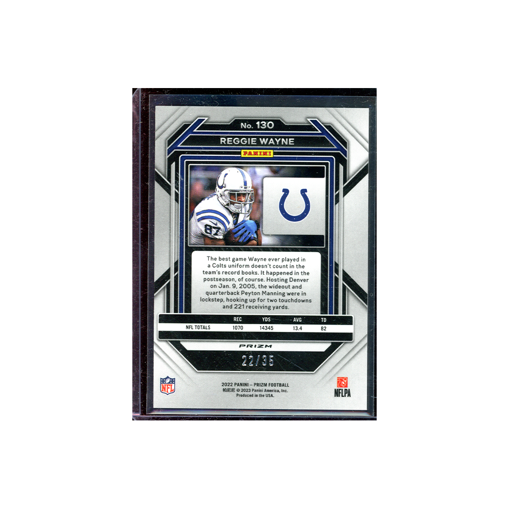 Reggie Wayne 2022 Panini Prizm Football Purple No Huddle Prizm /35