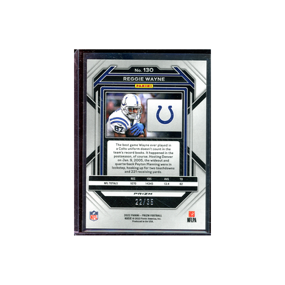 Reggie Wayne 2022 Panini Prizm Football Purple No Huddle Prizm /35